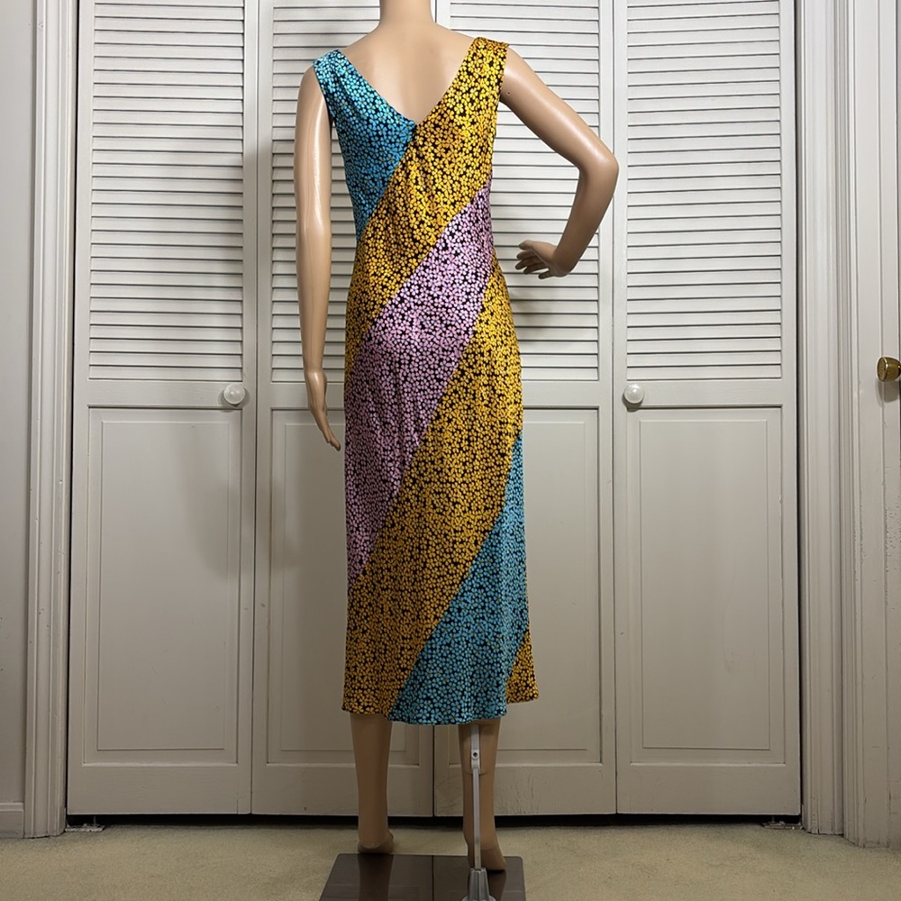 Diane Von Furstenberg Multicolor Silk Floral Midi Dress Size 4 - Picture 8 of 13